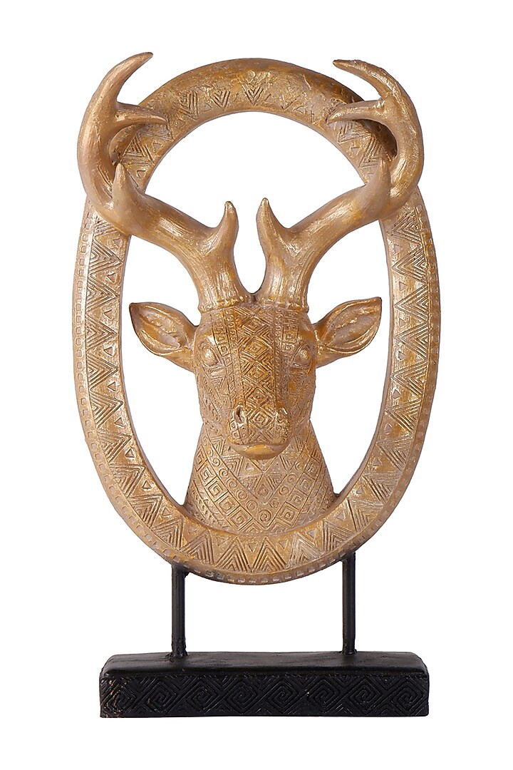 Gold Polyresin Antique Deer Showpiece by The White Ink Decor at Pernia's Pop Up Shop