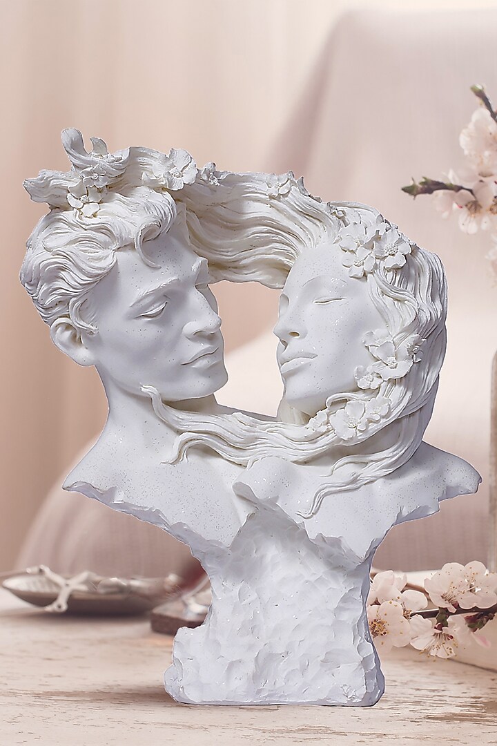 White Polyresin Antique Couple Showpiece by The White Ink Decor