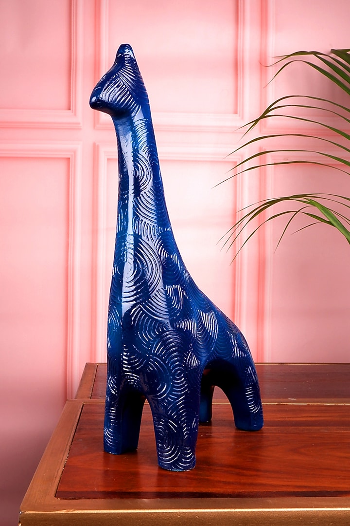 Midnight Blue Polyresin Giraffe Modern Art Showpiece by The White Ink Decor at Pernia's Pop Up Shop