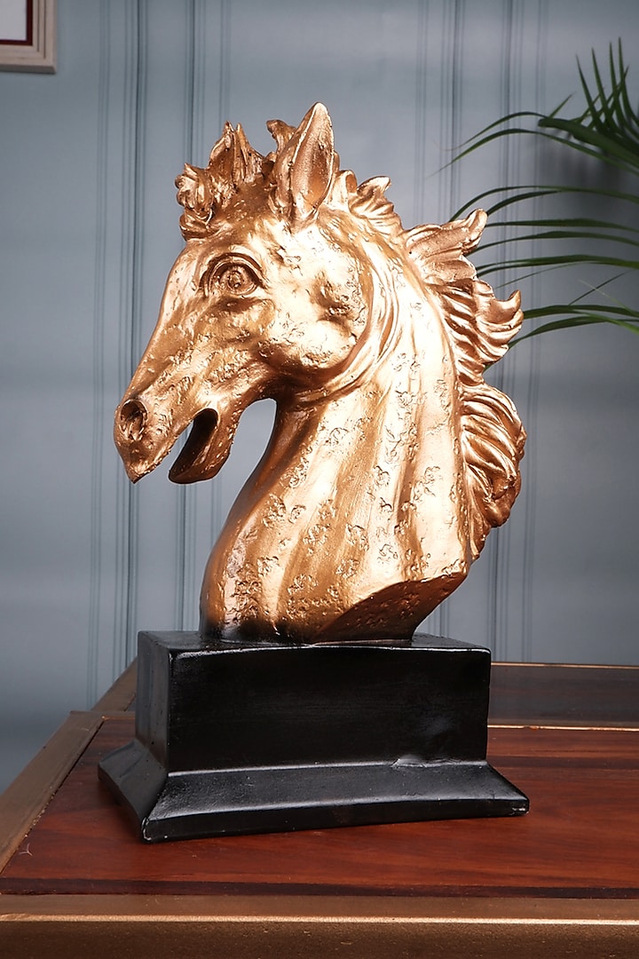 Gold Polyresin Premium Fengshui Horse Figurine by The White Ink Decor