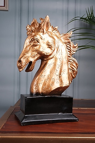 Gold Polyresin Premium Fengshui Horse Figurine by The White Ink Decor