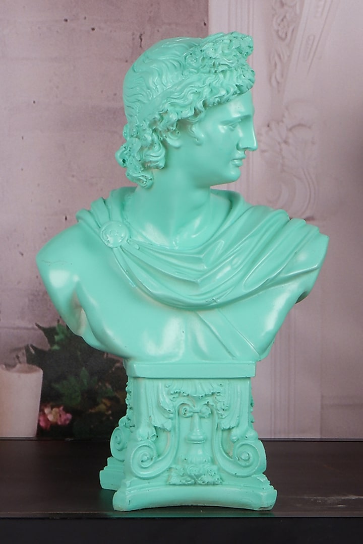 Green Pastel Polyresin Roman Emperor Showpiece by The White Ink Decor