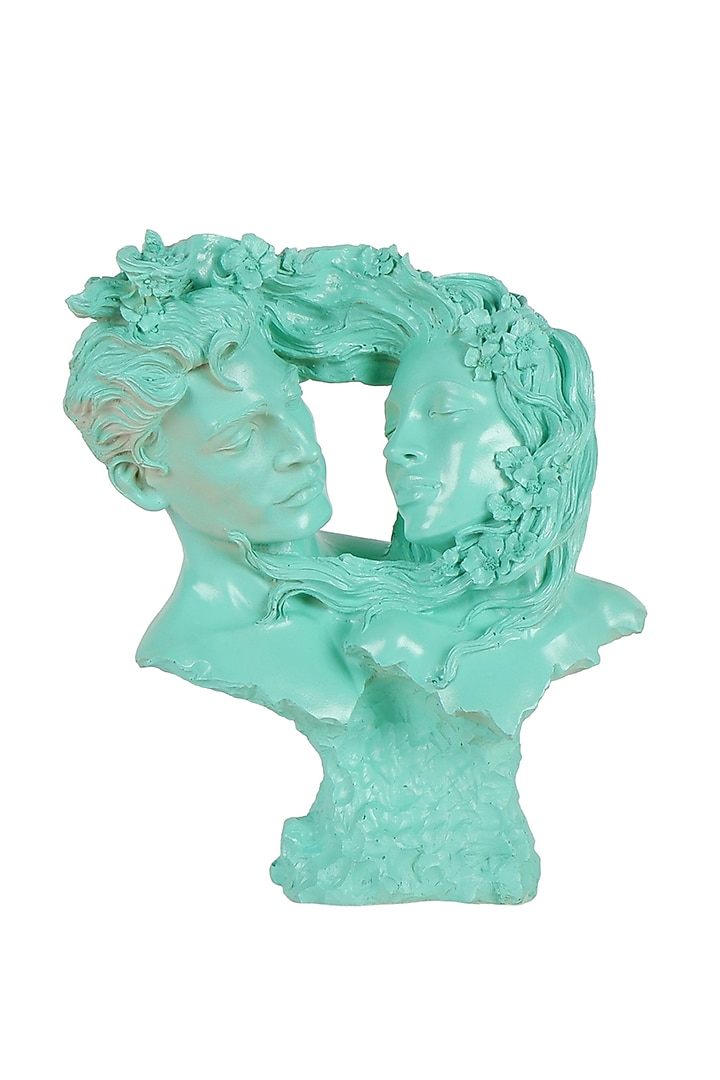 Green Polyresin Antique Couple Face Showpiece by The White Ink Decor at Pernia's Pop Up Shop