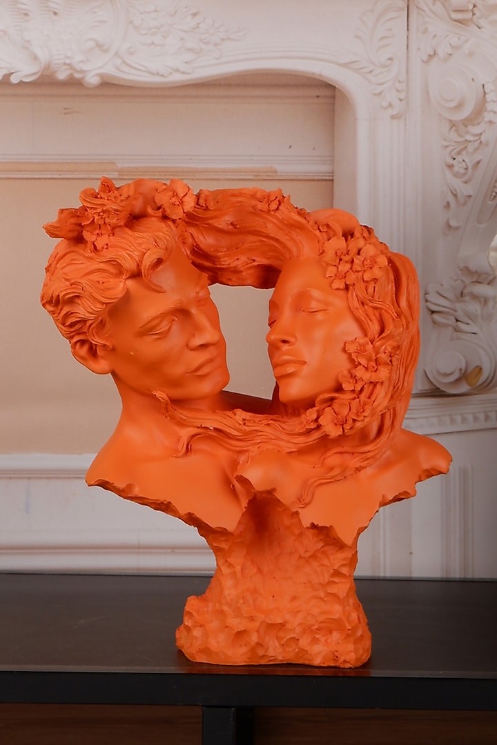 Orange Polyresin Antique Couple Face Showpiece by The White Ink Decor at Pernia's Pop Up Shop