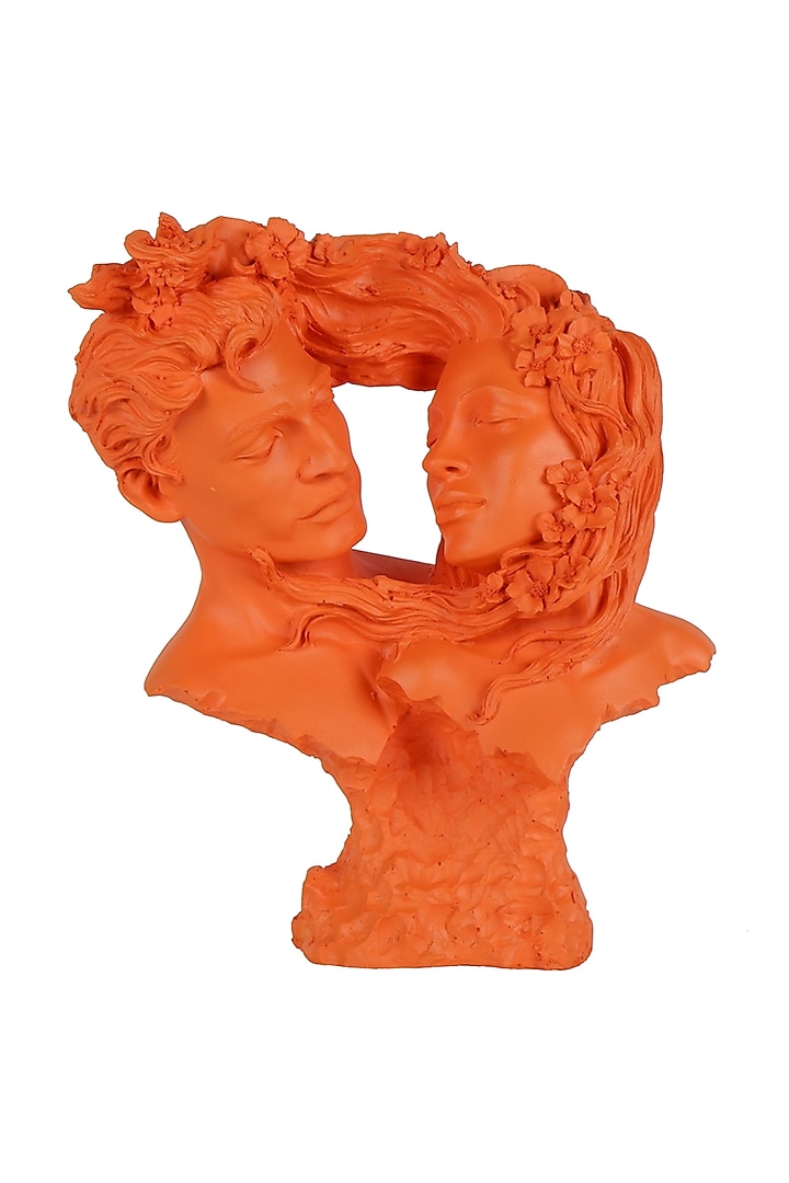 Orange Polyresin Antique Couple Face Showpiece by The White Ink Decor at Pernia's Pop Up Shop