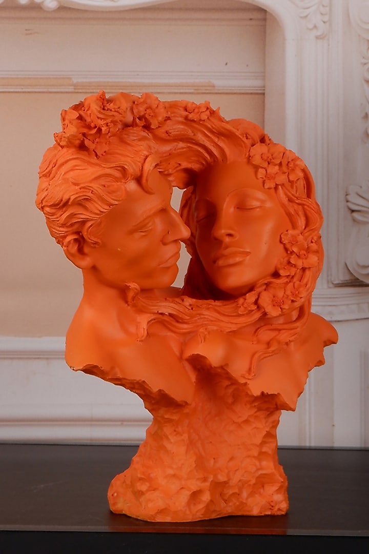 Orange Polyresin Antique Couple Face Showpiece by The White Ink Decor at Pernia's Pop Up Shop