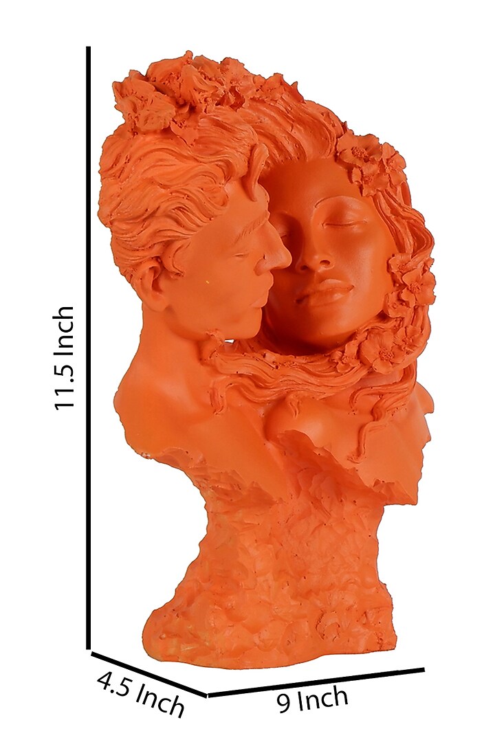 Orange Polyresin Antique Couple Face Showpiece by The White Ink Decor at Pernia's Pop Up Shop