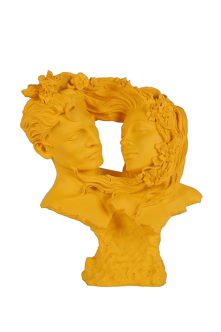 Yellow Polyresin Antique Couple Face Showpiece by The White Ink Decor at Pernia's Pop Up Shop