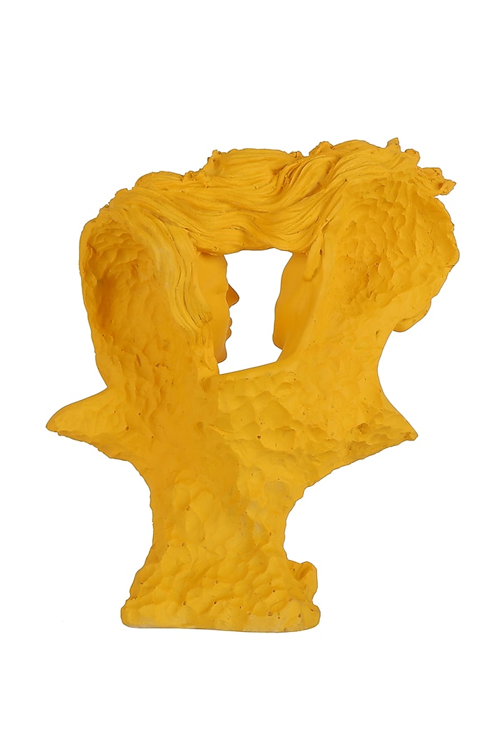 Yellow Polyresin Antique Couple Face Showpiece by The White Ink Decor at Pernia's Pop Up Shop