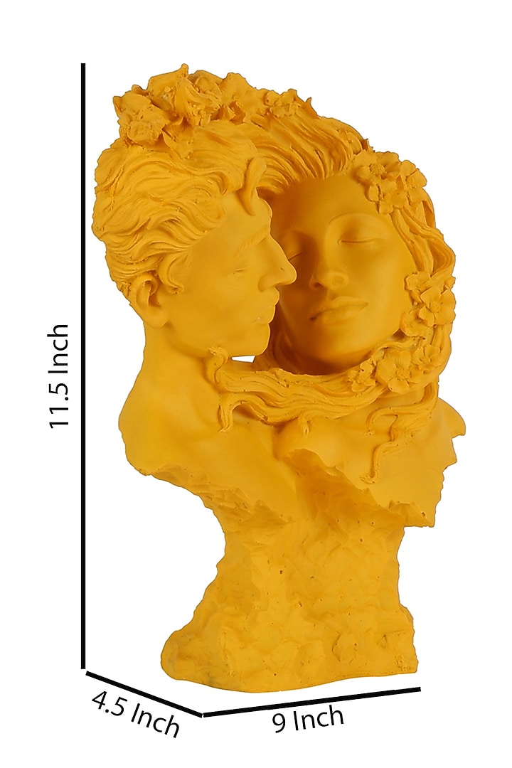 Yellow Polyresin Antique Couple Face Showpiece by The White Ink Decor at Pernia's Pop Up Shop