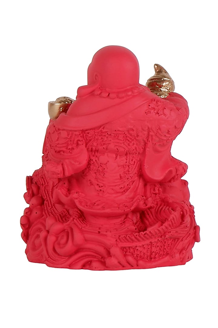 Red & Gold Polyresin Laughing Buddha Showpiece by The White Ink Decor at Pernia's Pop Up Shop