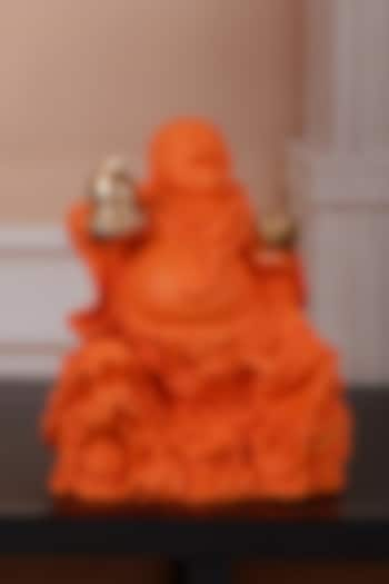 Orange & Gold Polyresin Laughing Buddha Showpiece by The White Ink Decor at Pernia's Pop Up Shop