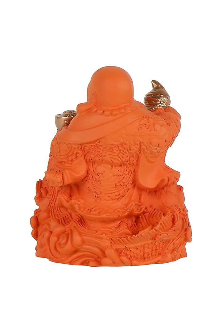 Orange & Gold Polyresin Laughing Buddha Showpiece by The White Ink Decor at Pernia's Pop Up Shop