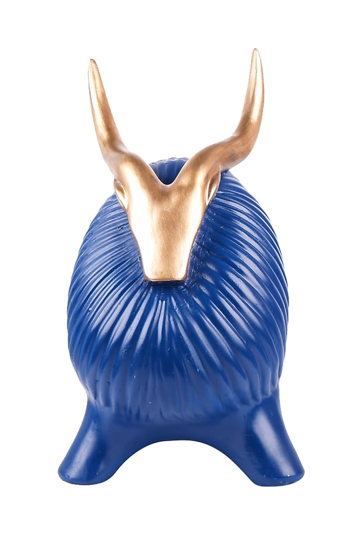 Midnight Blue Polyresin Antique Yak Figurine by The White Ink Decor at Pernia's Pop Up Shop