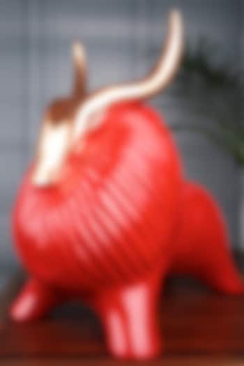 Red Polyresin Antique Yak Figurine by The White Ink Decor