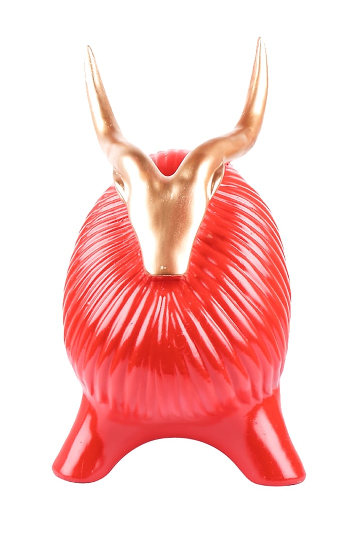 Red Polyresin Antique Yak Figurine by The White Ink Decor at Pernia's Pop Up Shop