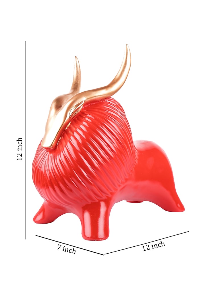 Red Polyresin Antique Yak Figurine by The White Ink Decor at Pernia's Pop Up Shop