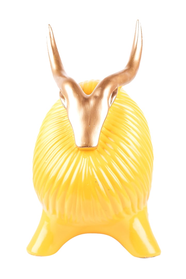 Yellow Polyresin Antique Yak Figurine by The White Ink Decor at Pernia's Pop Up Shop
