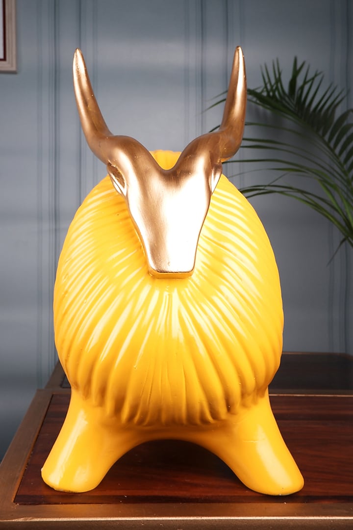 Yellow Polyresin Antique Yak Figurine by The White Ink Decor at Pernia's Pop Up Shop