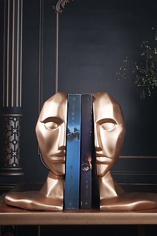 Gold Polyresin Face Book Holder by The White Ink Decor