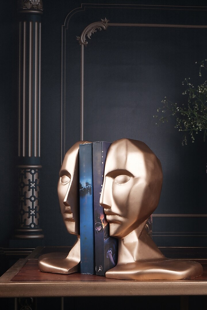 Gold Polyresin Face Book Holder by The White Ink Decor at Pernia's Pop Up Shop