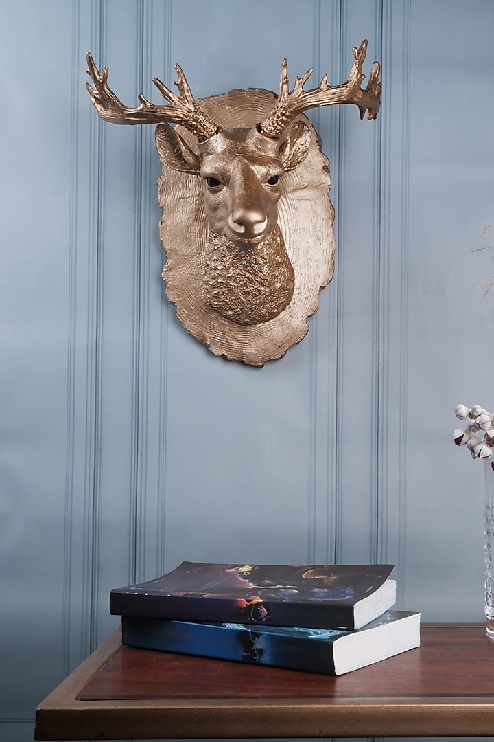 Gold Polyresin Deer Wall Decor by The White Ink Decor at Pernia's Pop Up Shop