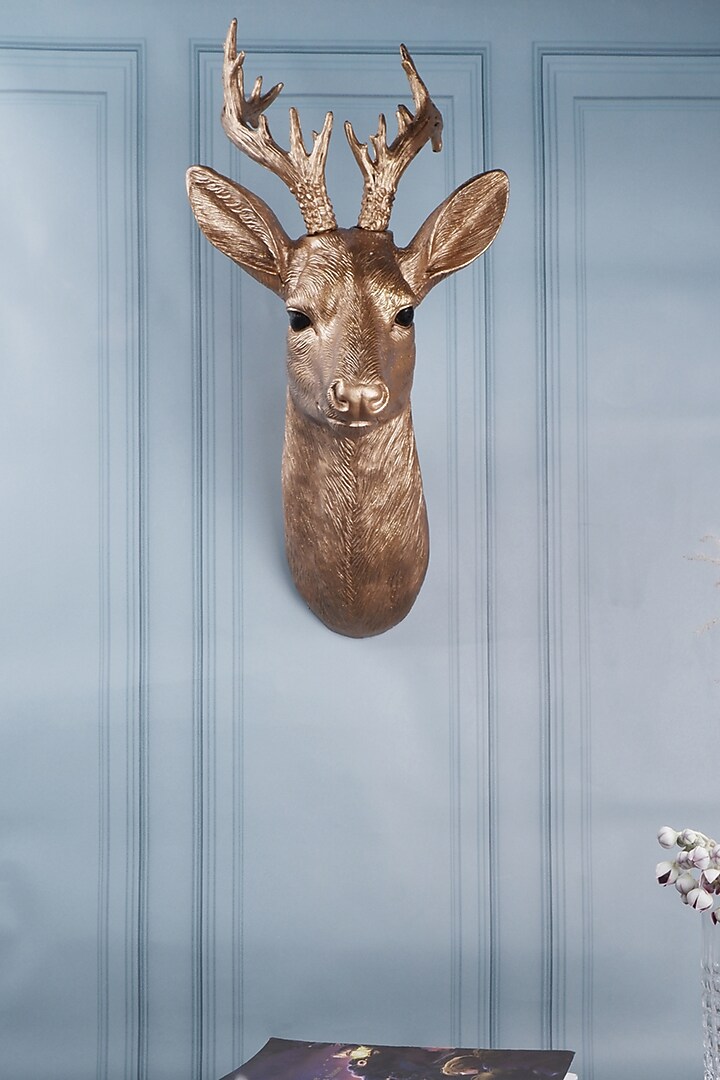 Gold Polyresin Deer Wall Decor by The White Ink Decor at Pernia's Pop Up Shop