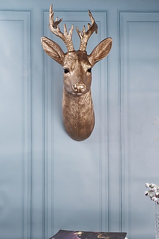 Gold Polyresin Deer Wall Decor by The White Ink Decor