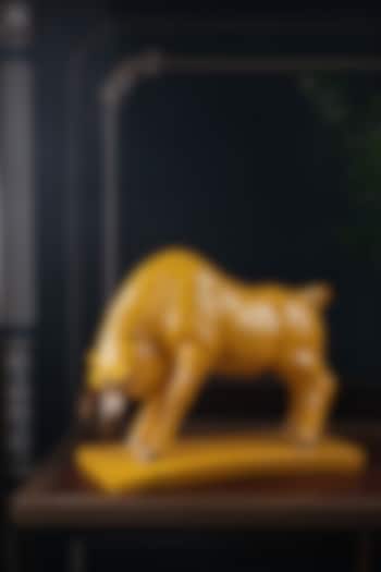 Yellow Polyresin Antique Bull Figurine by The White Ink Decor at Pernia's Pop Up Shop