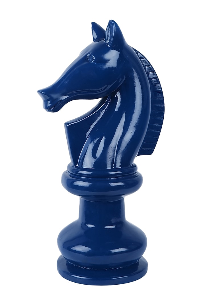 Midnight Blue Polyresin Antique Knight Horse Figurine by The White Ink Decor at Pernia's Pop Up Shop