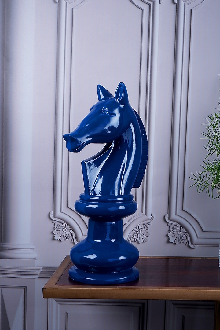 Midnight Blue Polyresin Antique Knight Horse Figurine by The White Ink Decor at Pernia's Pop Up Shop