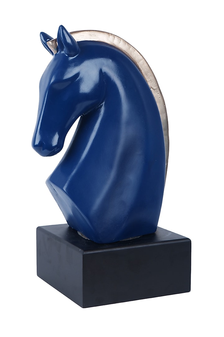Midnight Blue Polyresin Antique Knight Horse Figurine by The White Ink Decor at Pernia's Pop Up Shop