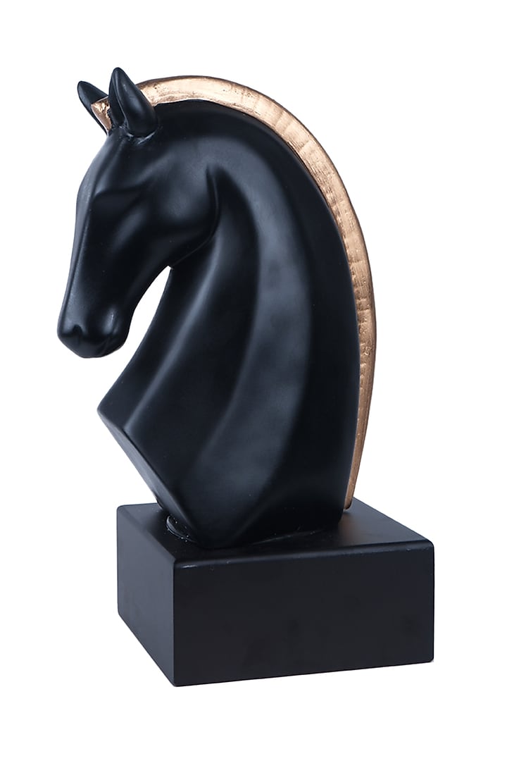 Black Polyresin Antique Knight Horse Figurine by The White Ink Decor at Pernia's Pop Up Shop