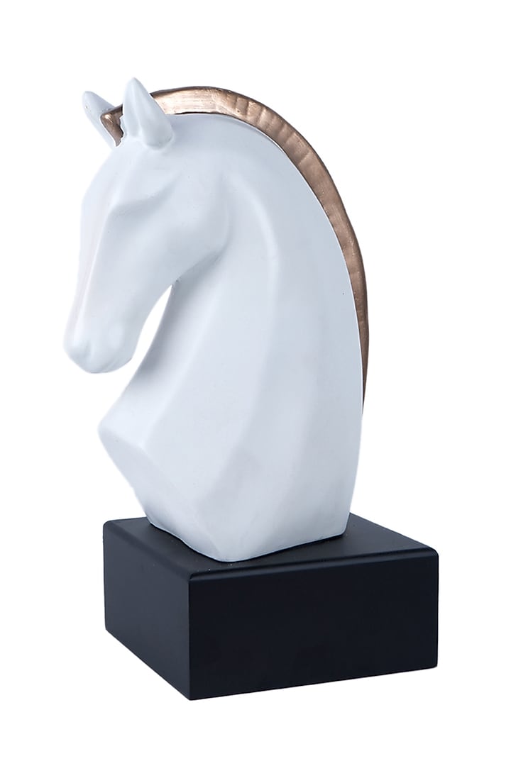White Polyresin Antique Knight Horse Figurine by The White Ink Decor at Pernia's Pop Up Shop