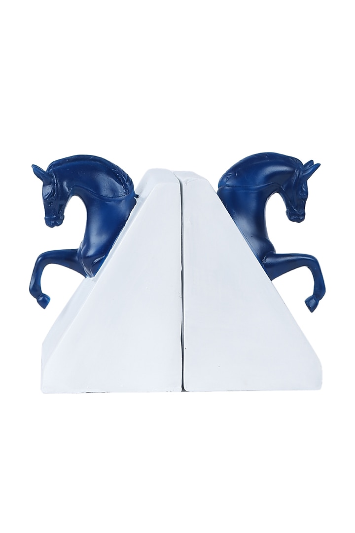 Midnight Blue Polyresin Antique Bookends (Set Of 2) by The White Ink Decor at Pernia's Pop Up Shop