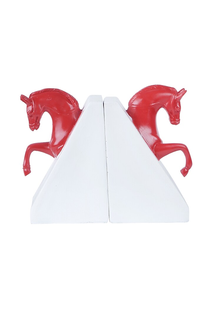 Red Polyresin Antique Bookends (Set Of 2) by The White Ink Decor at Pernia's Pop Up Shop