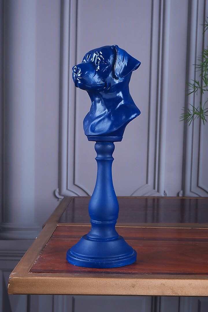 Midnight Blue Polyresin Antique Dog Figurine by The White Ink Decor at Pernia's Pop Up Shop