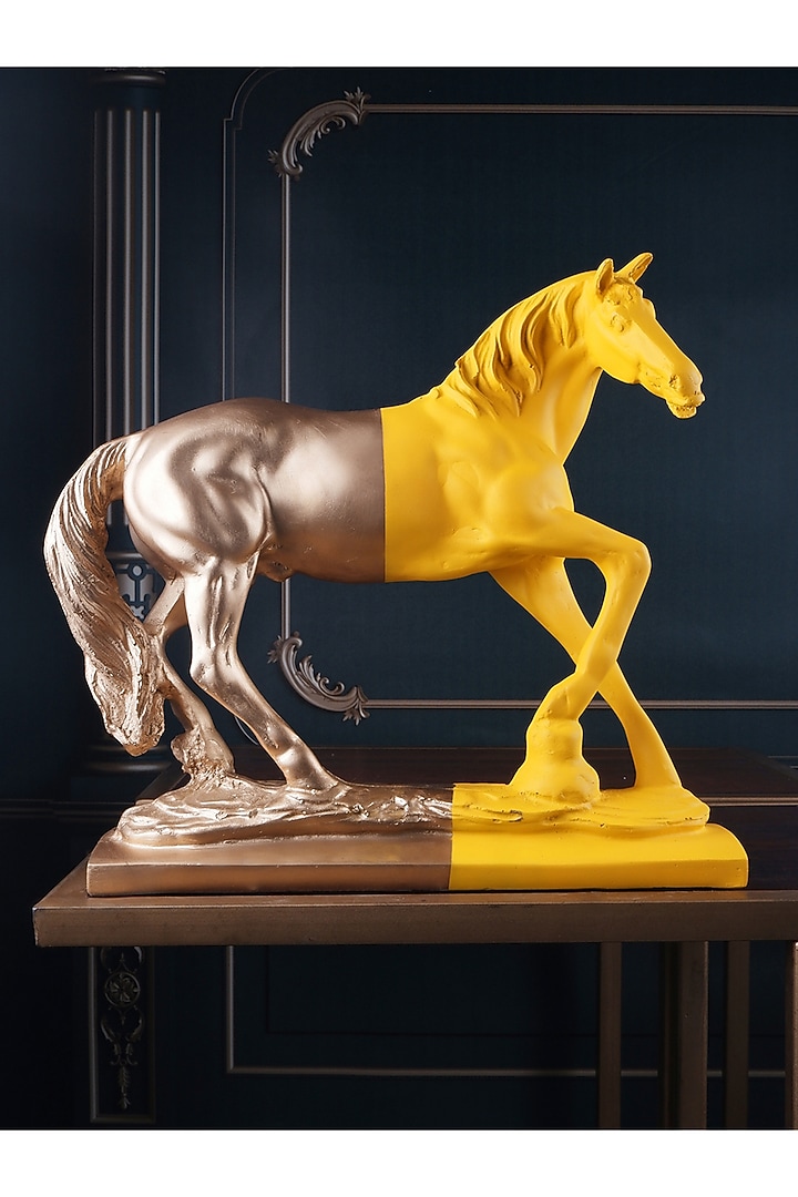 Gold Polyresin Antique Horse Figurine by The White Ink Decor at Pernia's Pop Up Shop