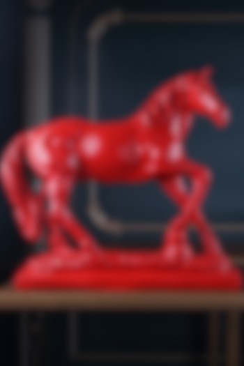 Red Polyresin Antique Horse Figurine by The White Ink Decor at Pernia's Pop Up Shop