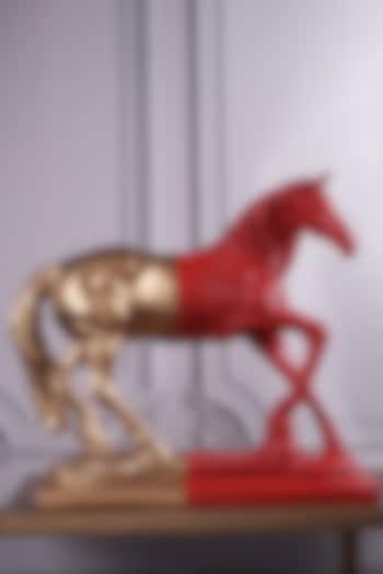 Red Polyresin Antique Horse Figurine by The White Ink Decor at Pernia's Pop Up Shop