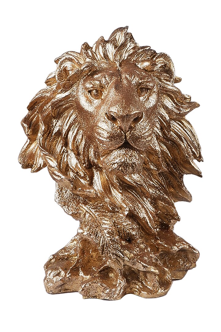 Gold Polyresin Antique Lion Figurine by The White Ink Decor at Pernia's Pop Up Shop