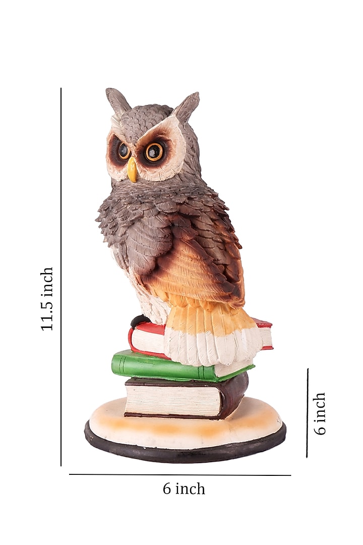 Multi-Colored Polyresin Antique Owl Figurine by The White Ink Decor at Pernia's Pop Up Shop