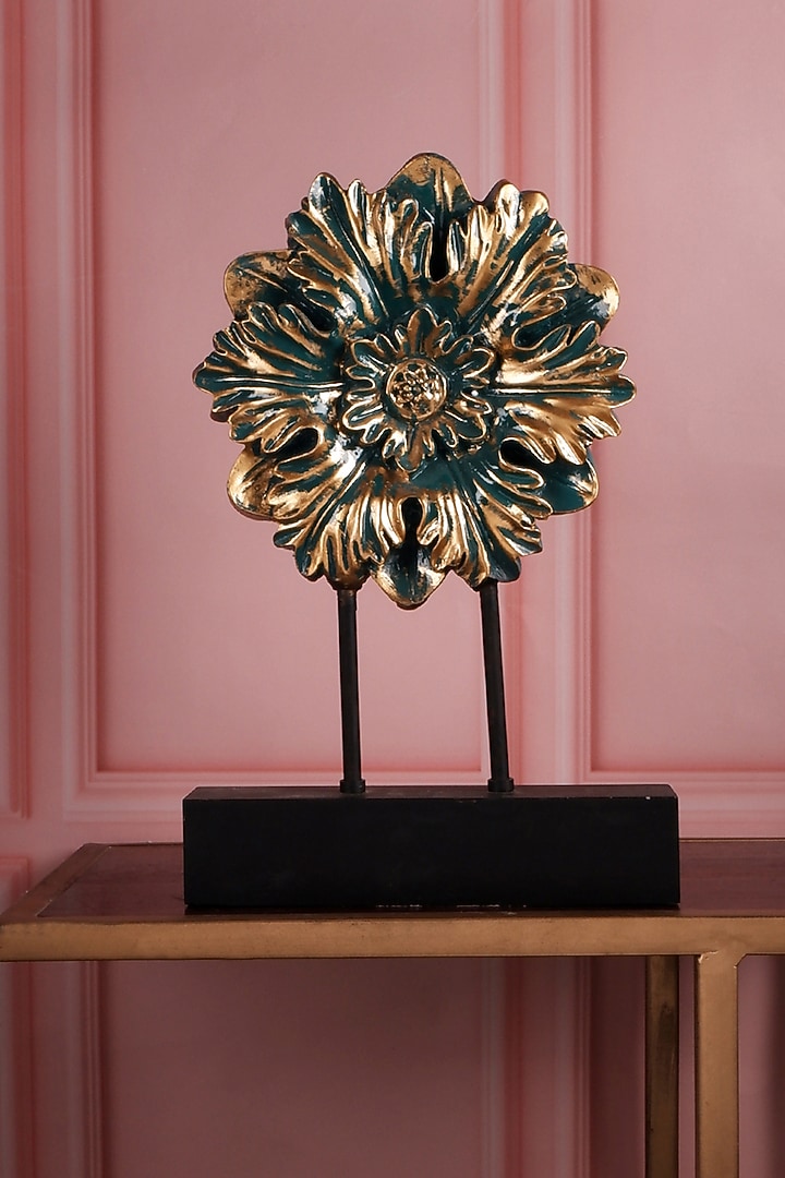 Green Polyresin Antique Flower Decor Figurine by The White Ink Decor at Pernia's Pop Up Shop