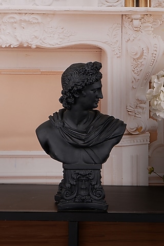 Black Polyresin Antique Gilded Romanian Art Showpiece by The White Ink Decor