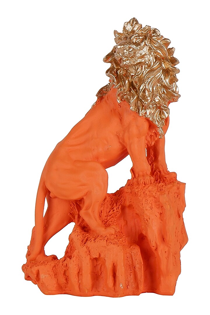 Orange Polyresin Antique Lucero Premium Lion Showpiece by The White Ink Decor at Pernia's Pop Up Shop