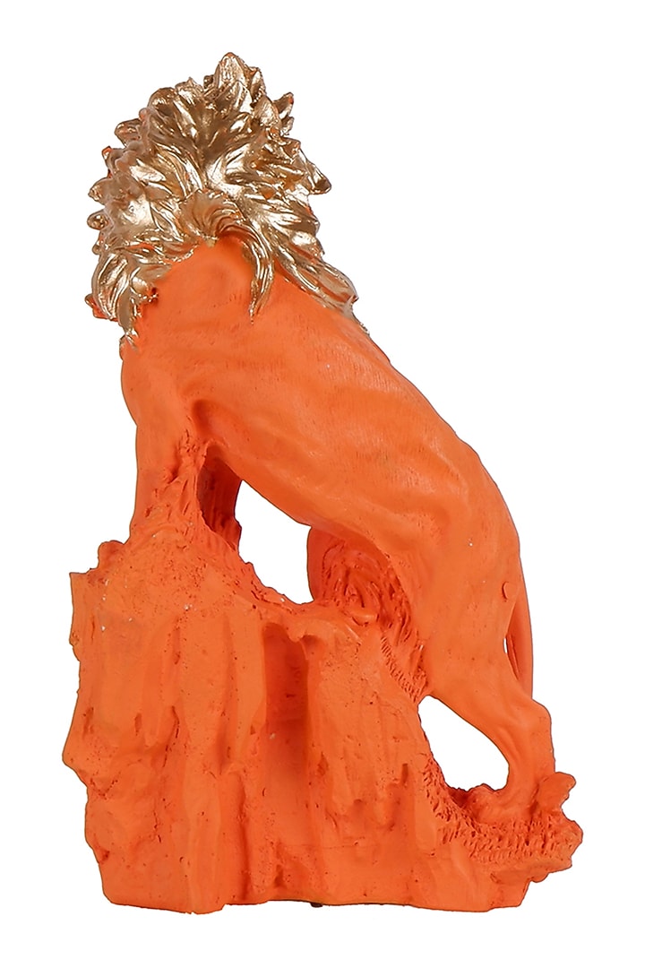 Orange Polyresin Antique Lucero Premium Lion Showpiece by The White Ink Decor at Pernia's Pop Up Shop