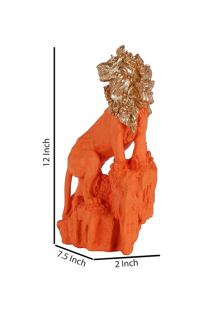 Orange Polyresin Antique Lucero Premium Lion Showpiece by The White Ink Decor at Pernia's Pop Up Shop