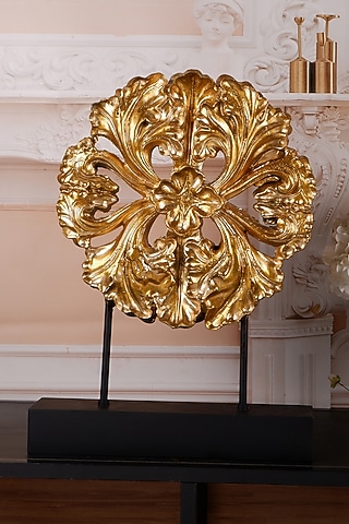 Gold Polyresin Antique Floral Showpiece by The White Ink Decor