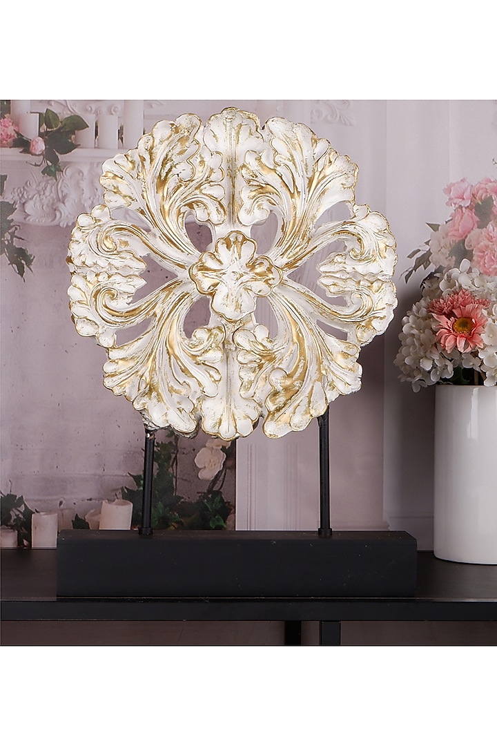 Gold Polyresin Antique Floral Showpiece by The White Ink Decor