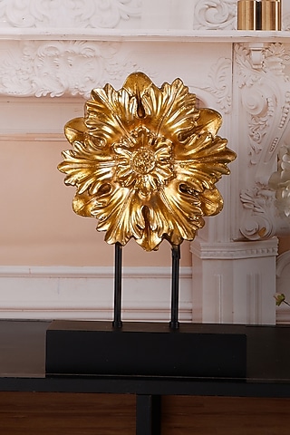 Gold Polyresin Antique Floral Showpiece by The White Ink Decor